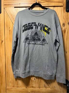 Original Use Gray Crewneck Sweatshirt with Black & Yellow Graphic